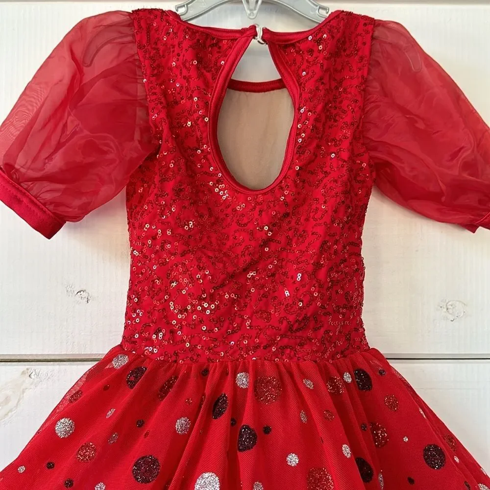 Weissman Showtime A Bluebird On Your Windowsill Dance Costume SC Red Polka Dot
